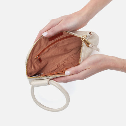 Sable Wristlet In Metallic Leather - Sand Shimmer | HOBO Value
