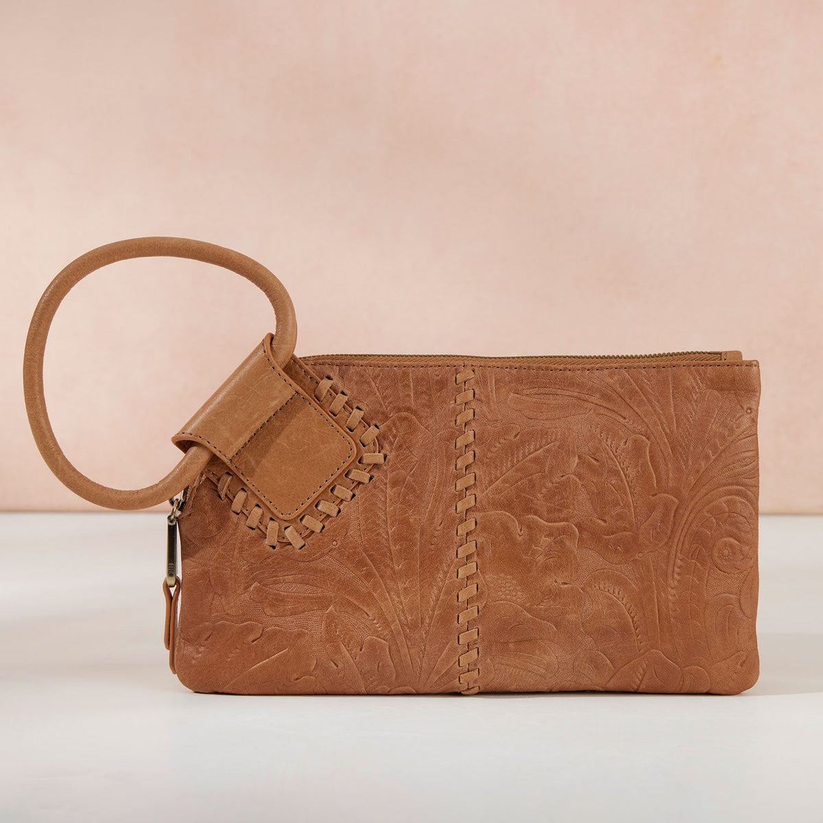 Sable Wristlet In Tooled Embossed Leather - Saddle Tooled Emboss | HOBO Premium