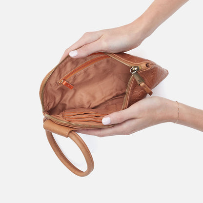 Sable Wristlet In Tooled Embossed Leather - Saddle Tooled Emboss | HOBO Premium