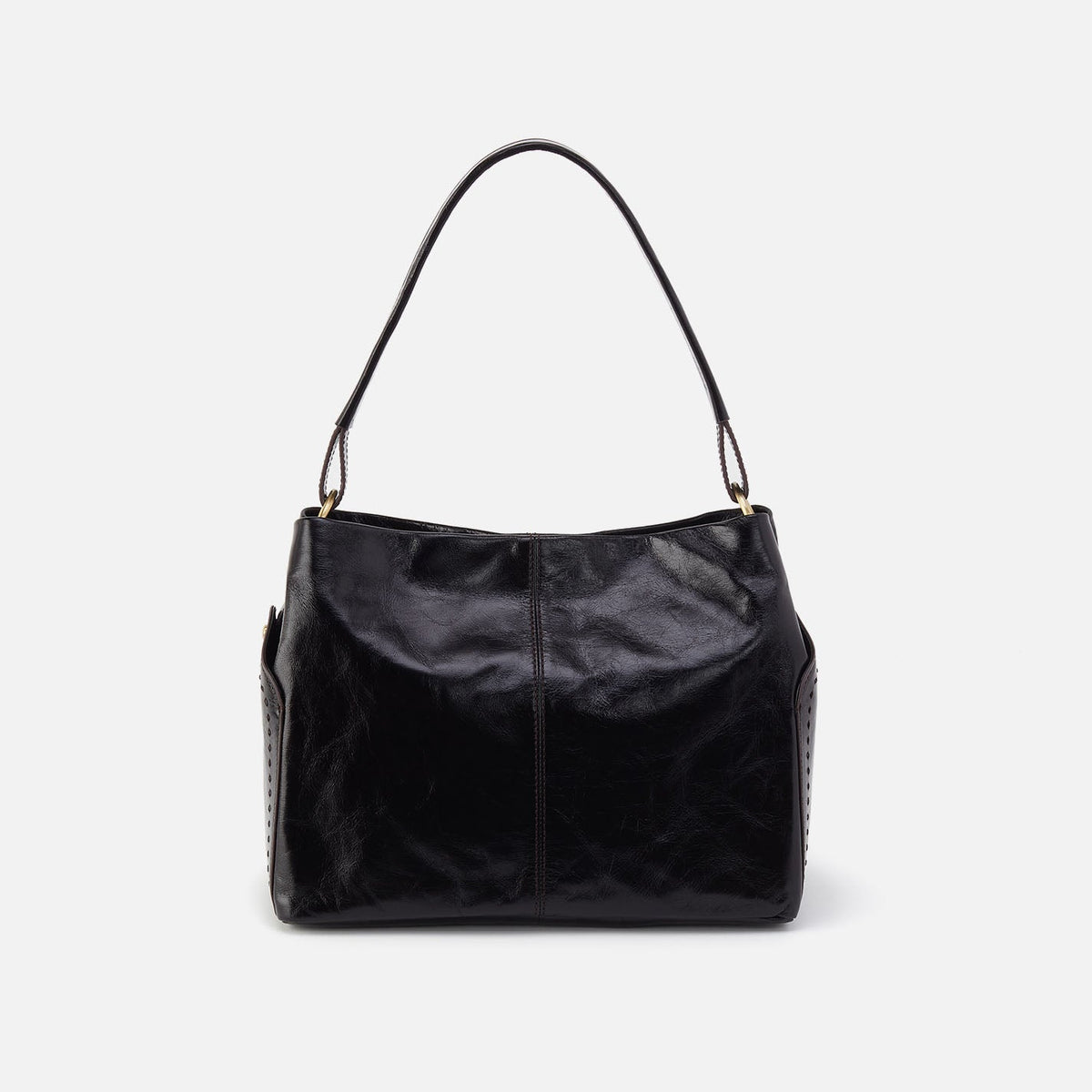 Seneca Shoulder Bag In Polished Leather - Black | HOBO Everyday