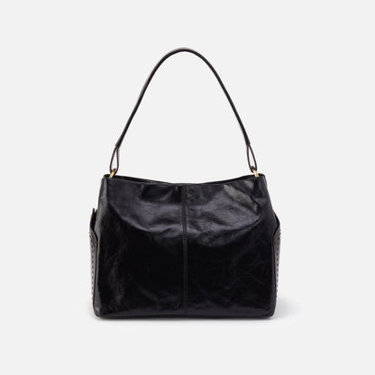 Seneca Shoulder Bag In Polished Leather - Black | HOBO Everyday
