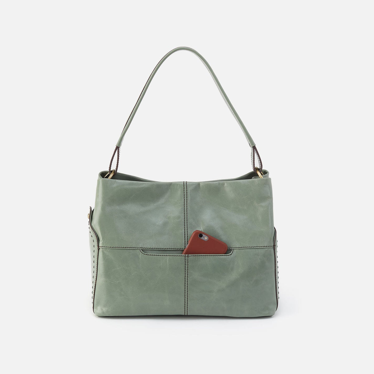 Seneca Shoulder Bag In Polished Leather - Jade | HOBO Special Offer