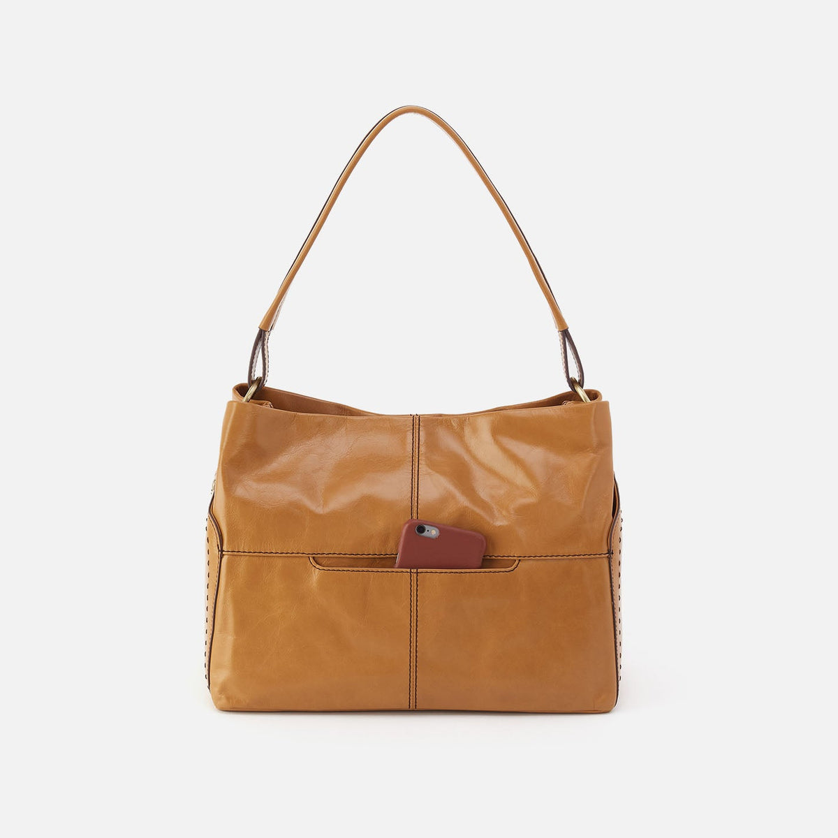 Seneca Shoulder Bag In Polished Leather - Natural | HOBO Special Offer