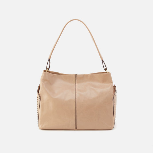Seneca Shoulder Bag In Polished Leather - Sand | HOBO Recommended