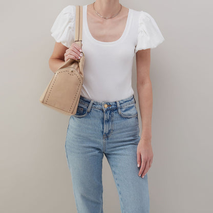 Seneca Shoulder Bag In Polished Leather - Sand | HOBO Recommended