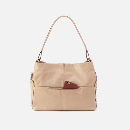 Seneca Shoulder Bag In Polished Leather - Sand | HOBO Recommended