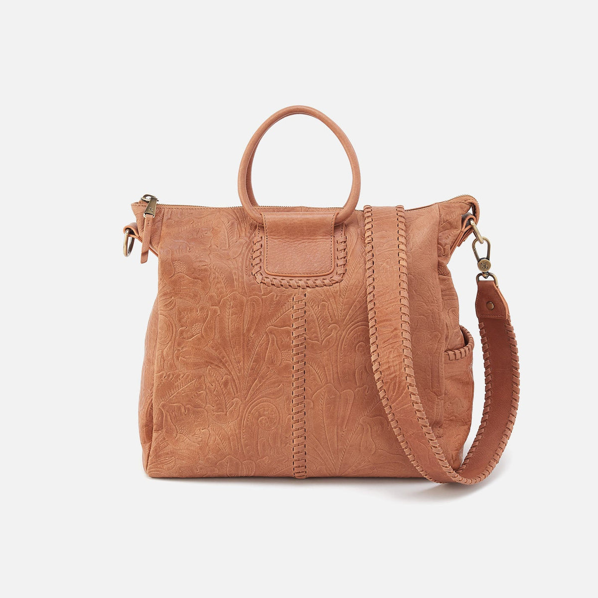Sheila Large Satchel In Tooled Embossed Leather - Saddle Tooled Emboss | HOBO Special Offer