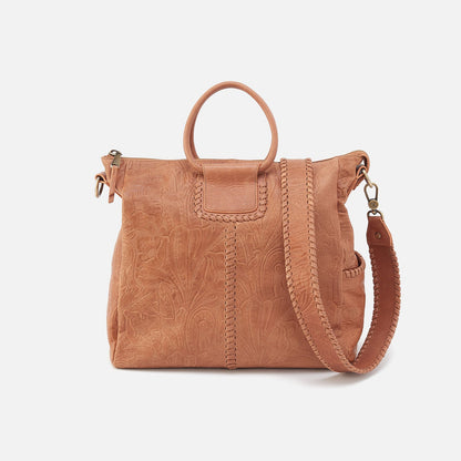 Sheila Large Satchel In Tooled Embossed Leather - Saddle Tooled Emboss | HOBO Special Offer