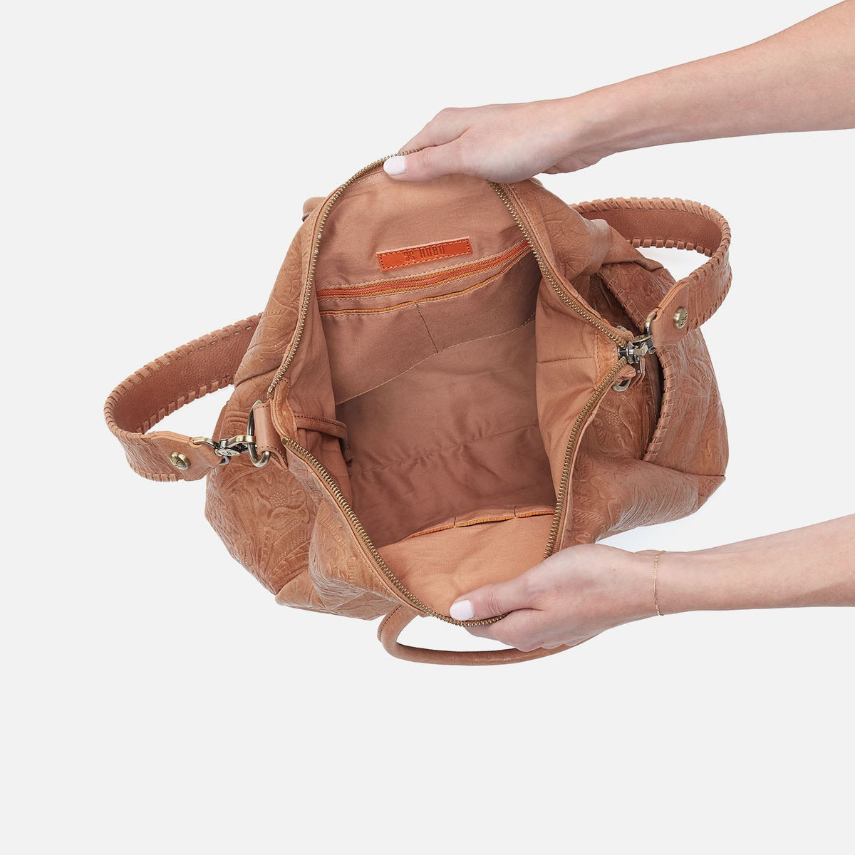 Sheila Large Satchel In Tooled Embossed Leather - Saddle Tooled Emboss | HOBO Special Offer