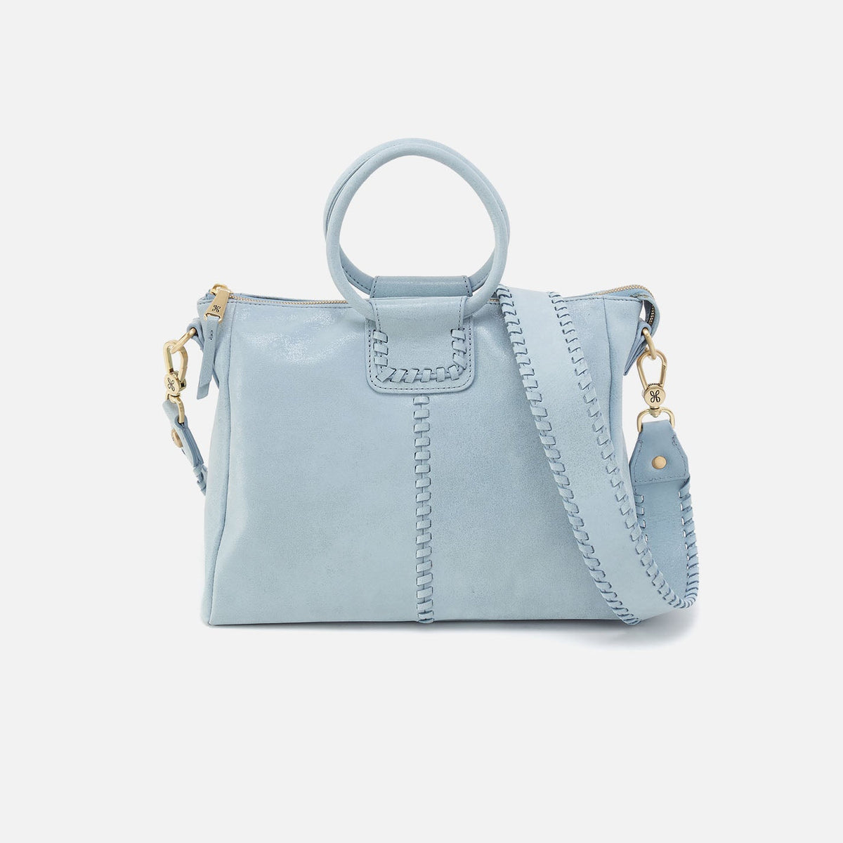 Sheila Medium Satchel In Buffed Leather - Sky | HOBO Signature