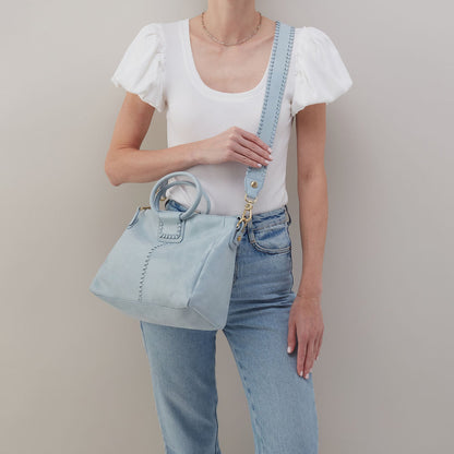 Sheila Medium Satchel In Buffed Leather - Sky | HOBO Signature