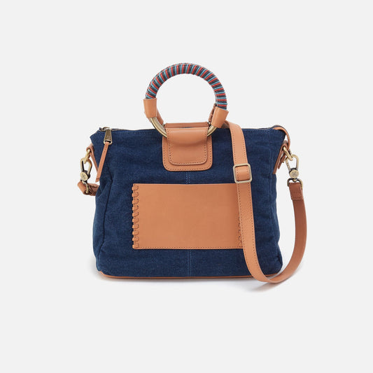 Sheila Medium Satchel In Denim Fabric - Dark Denim | HOBO Deals