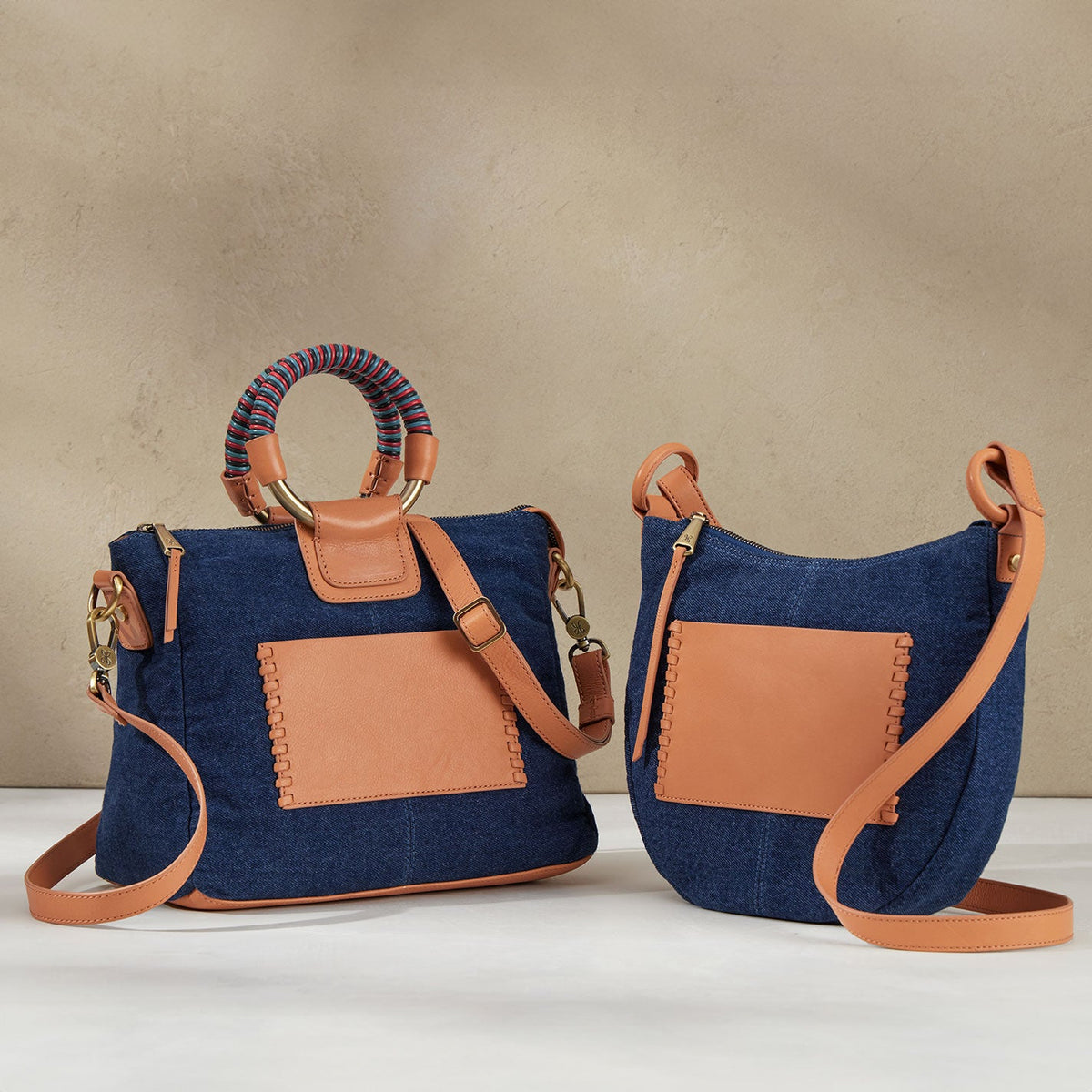 Sheila Medium Satchel In Denim Fabric - Dark Denim | HOBO Deals