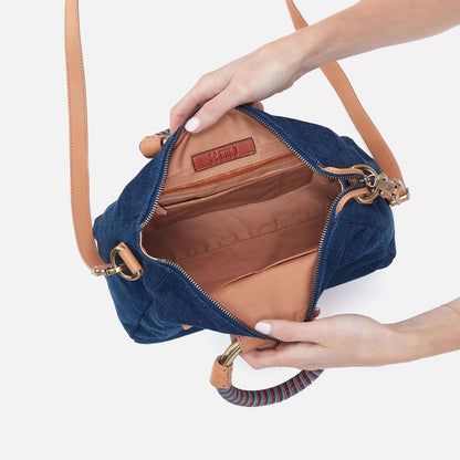 Sheila Medium Satchel In Denim Fabric - Dark Denim | HOBO Deals