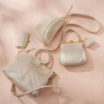 Sheila Medium Satchel In Metallic Leather - Sand Shimmer | HOBO Customer Favorite