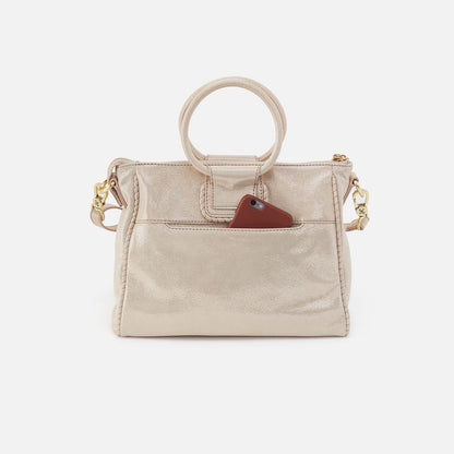 Sheila Medium Satchel In Metallic Leather - Sand Shimmer | HOBO Customer Favorite