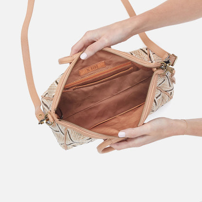 Sheila Medium Satchel In Multi Weave With Leather Trim - Cream Raffia | HOBO Value