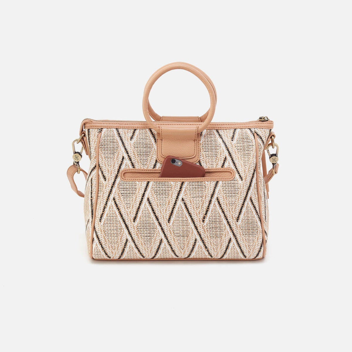 Sheila Medium Satchel In Multi Weave With Leather Trim - Cream Raffia | HOBO Value