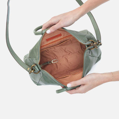 Sheila Medium Satchel In Polished Leather - Jade | HOBO Classic