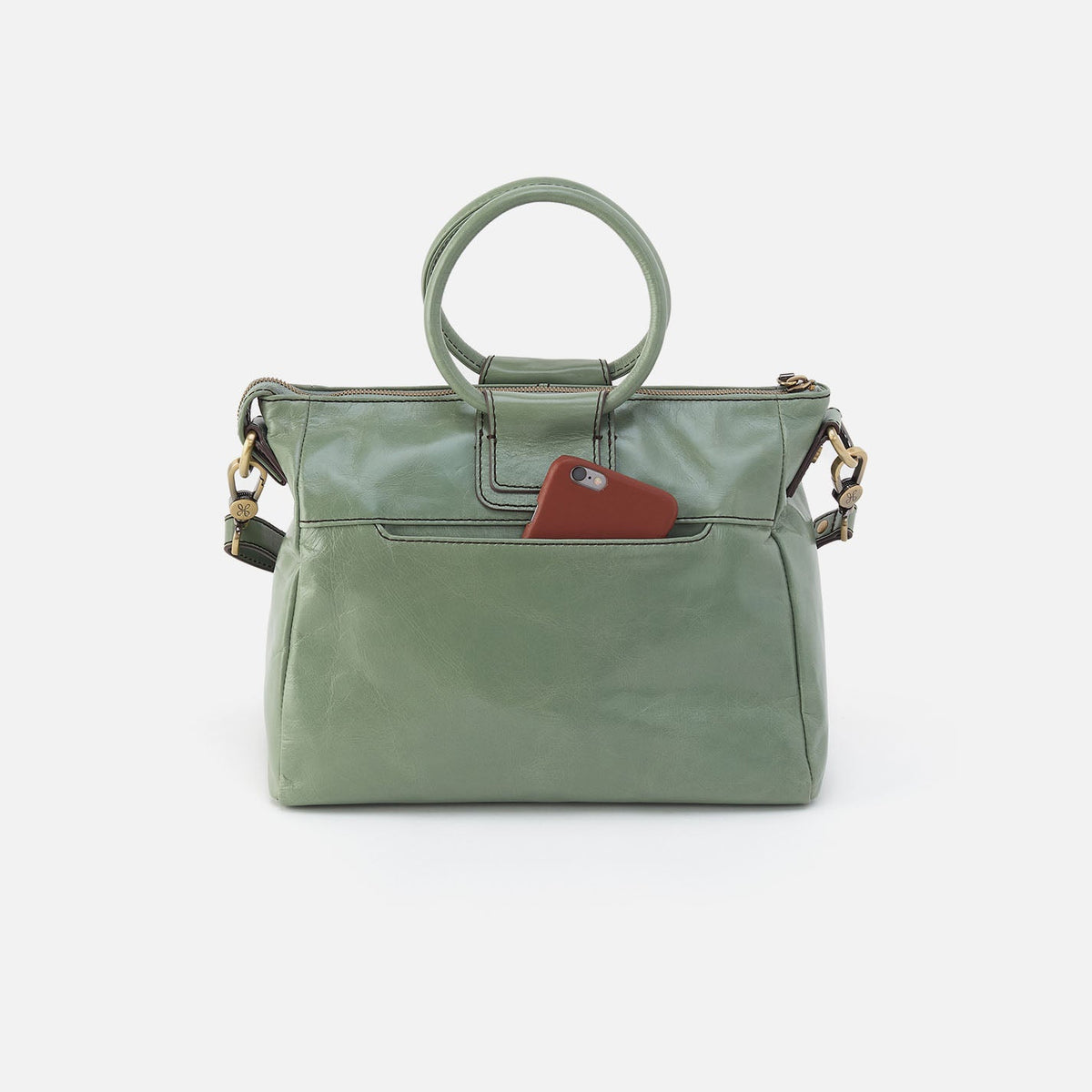 Sheila Medium Satchel In Polished Leather - Jade | HOBO Classic