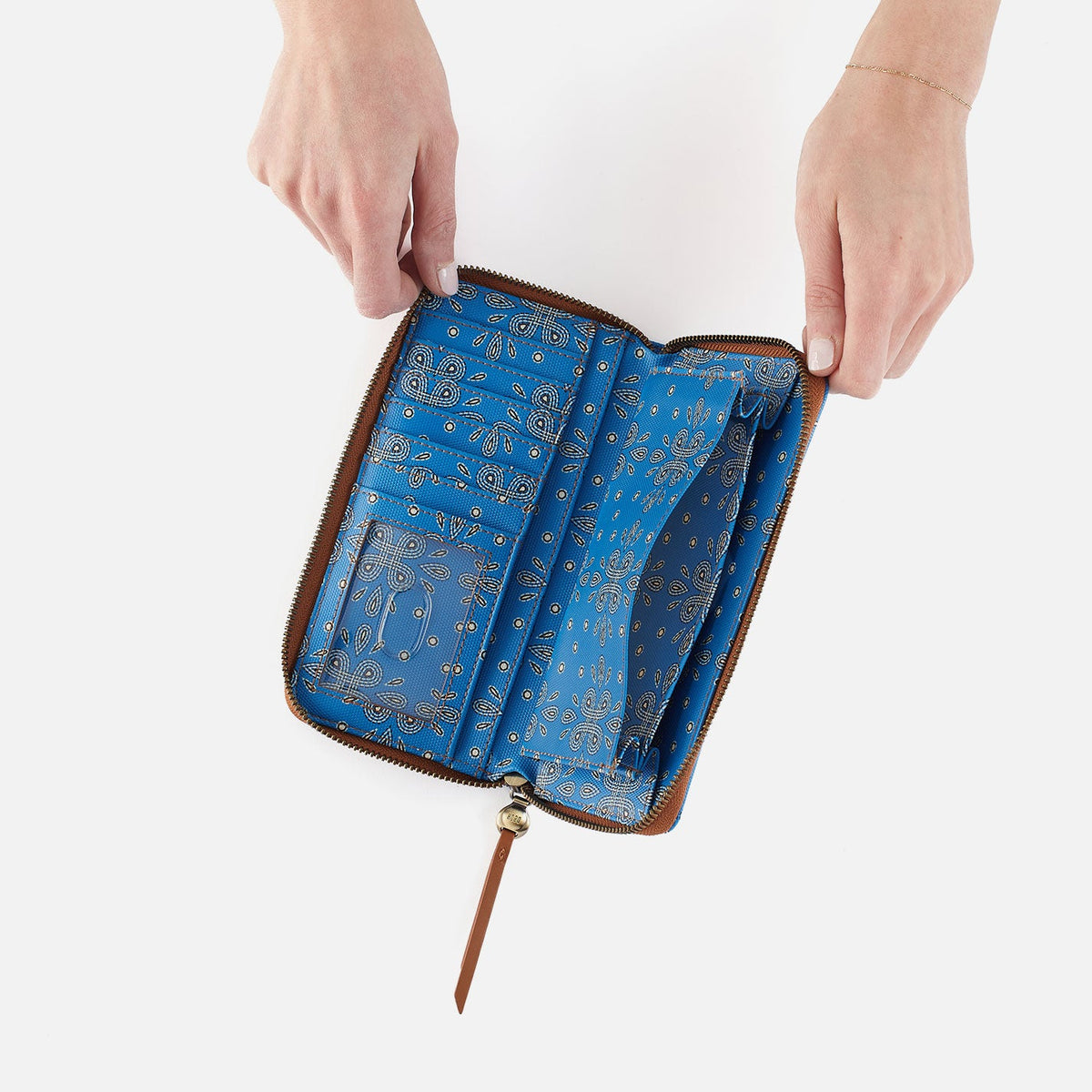 Soma Large Wallet In Coated Canvas - Blue Journey Bandana | HOBO Value
