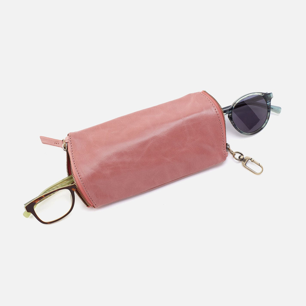Spark Double Eyeglass Case In Polished Leather - Rose | HOBO Exclusive