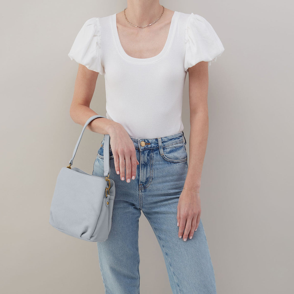Starr Convertible Shoulder Bag in Pebbled Leather - Blue Pearl | HOBO Best Seller