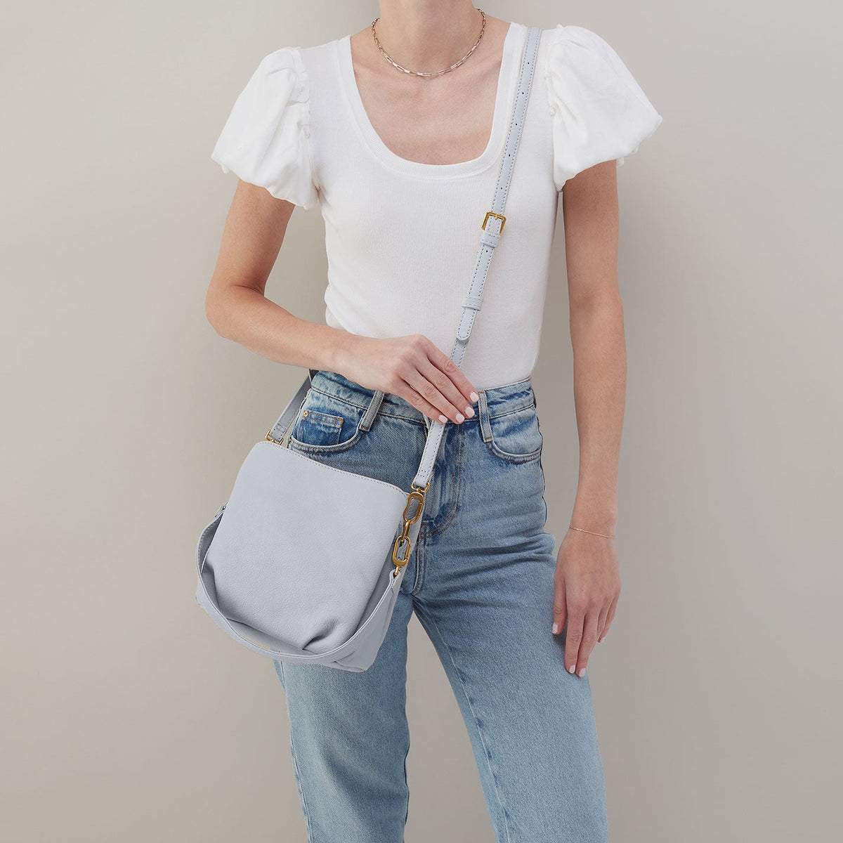 Starr Convertible Shoulder Bag in Pebbled Leather - Blue Pearl | HOBO Best Seller