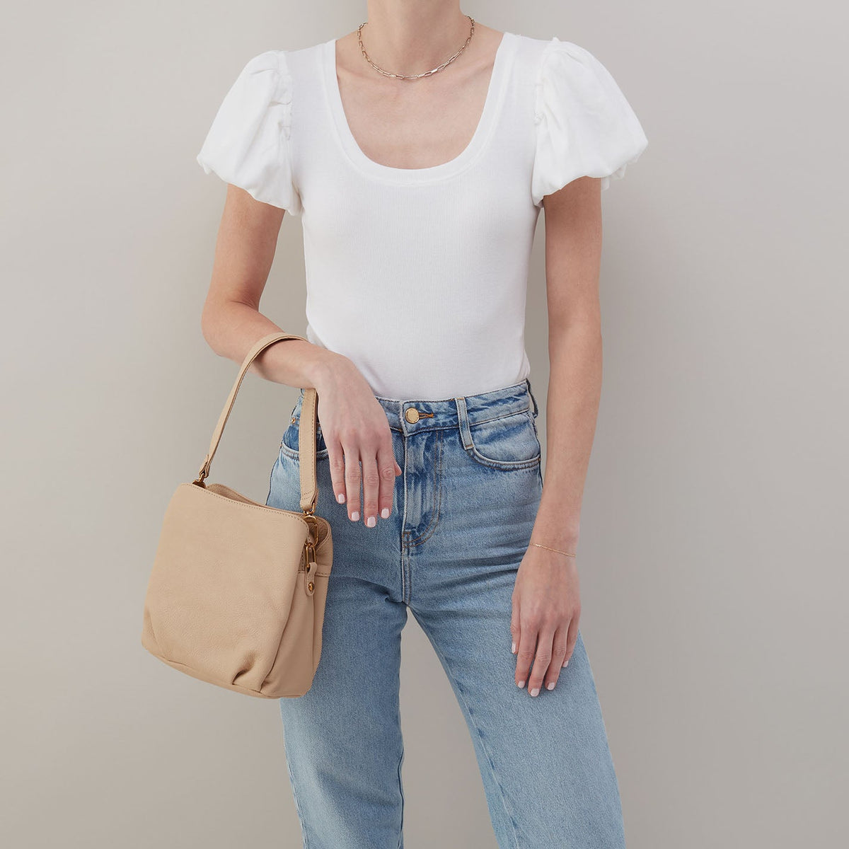 Starr Convertible Shoulder Bag in Pebbled Leather - Linen | HOBO Special Offer