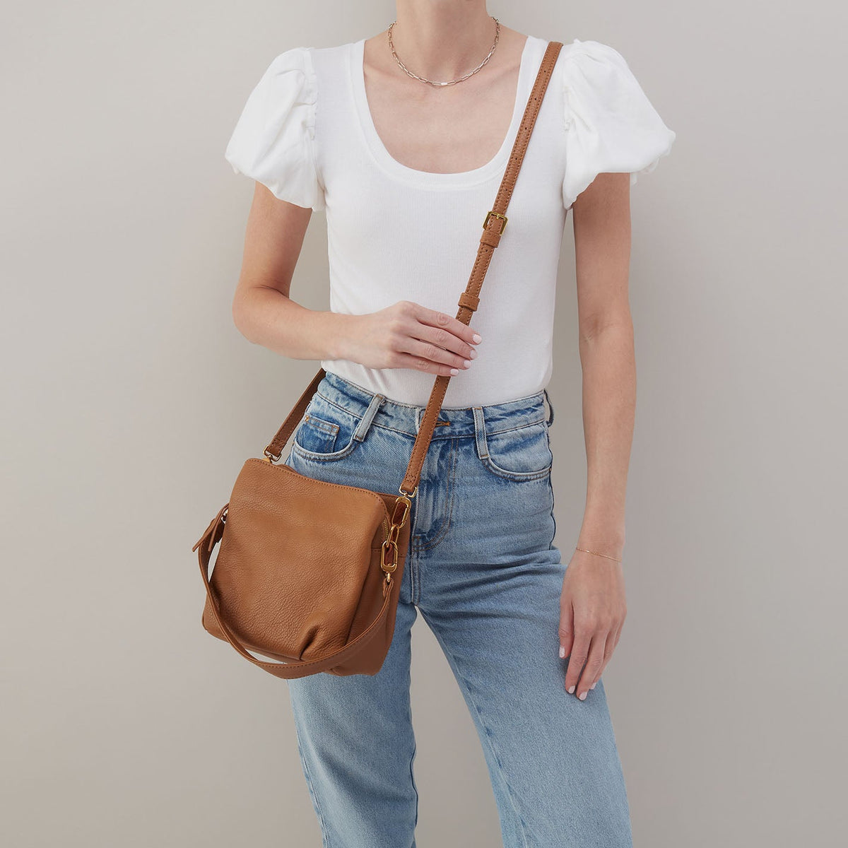 Starr Convertible Shoulder Bag in Pebbled Leather - Warm Honey | HOBO Latest