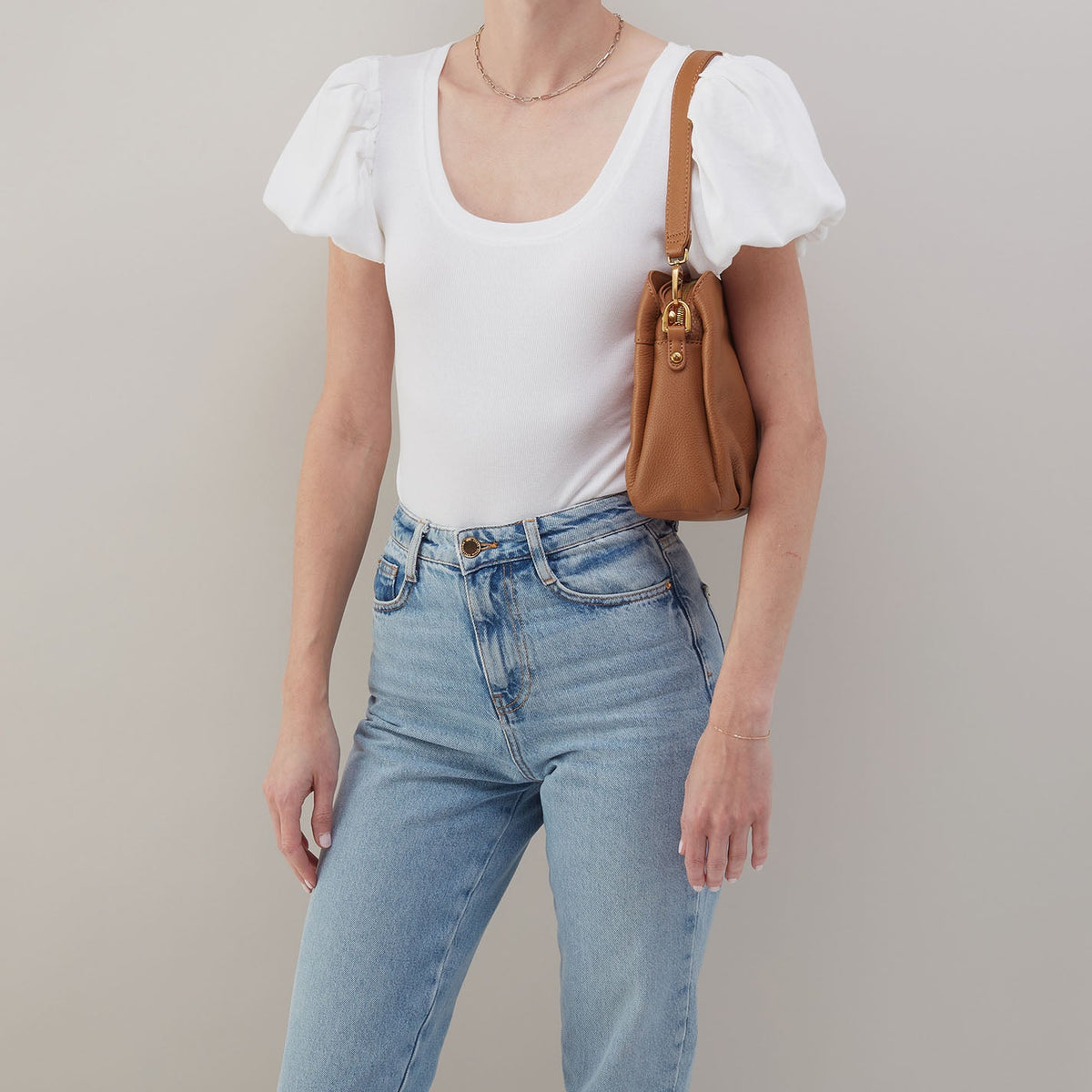 Starr Convertible Shoulder Bag in Pebbled Leather - Warm Honey | HOBO Latest