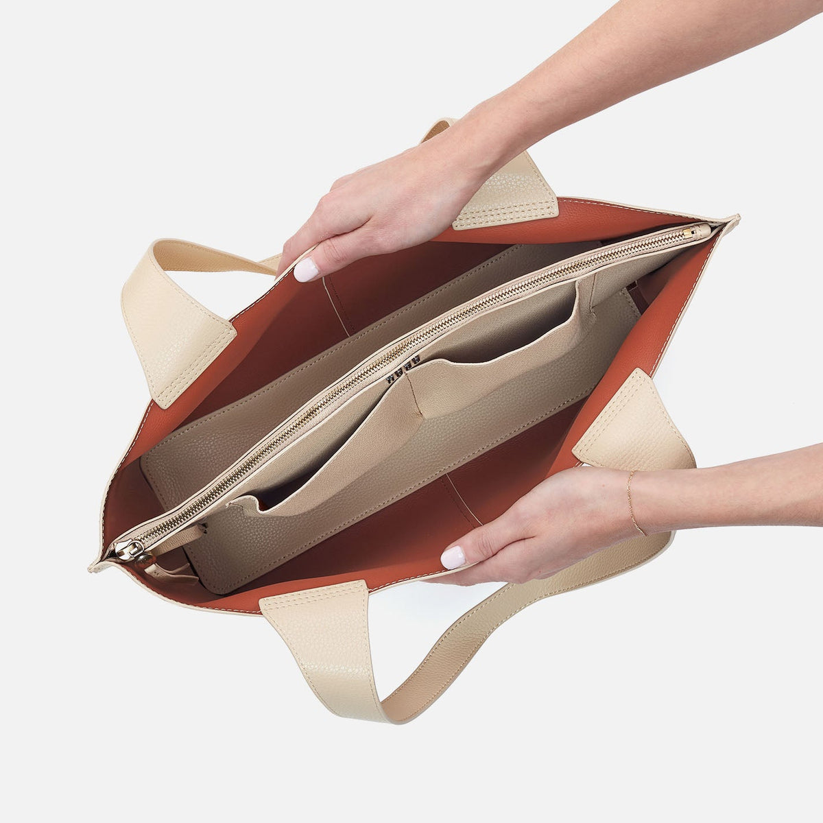 Vida Large Tote in Micro Pebbled Leather - Almond | HOBO Featured