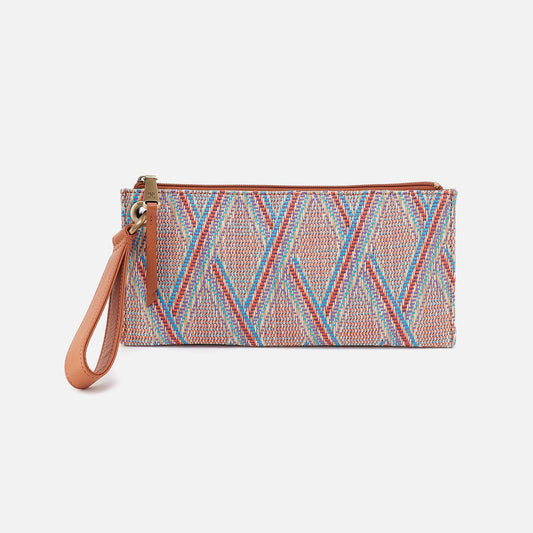 Vida Wristlet In Multi Weave With Leather Trim - Sunset Raffia | HOBO Customer Favorite