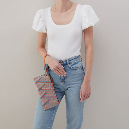 Vida Wristlet In Multi Weave With Leather Trim - Sunset Raffia | HOBO Customer Favorite