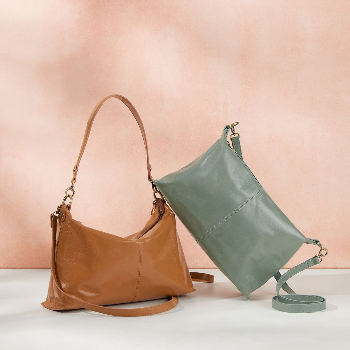 Avon Shoulder Bag In Polished Leather - Natural | HOBO Exclusive