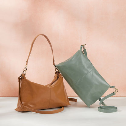 Avon Shoulder Bag In Polished Leather - Natural | HOBO Exclusive