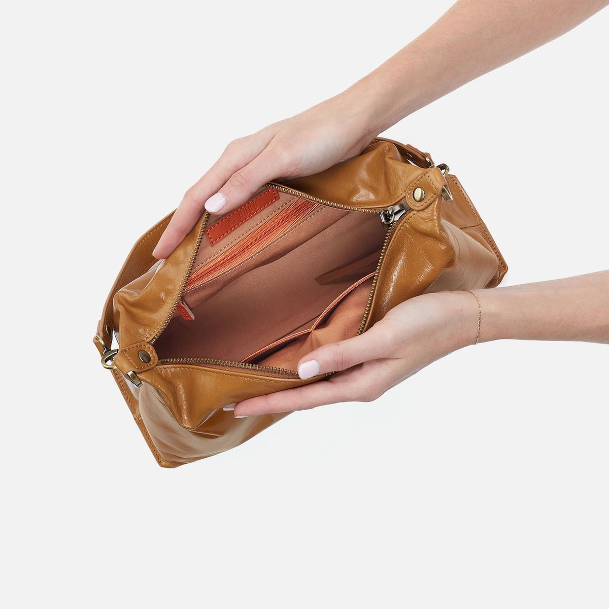 Avon Shoulder Bag In Polished Leather - Natural | HOBO Exclusive