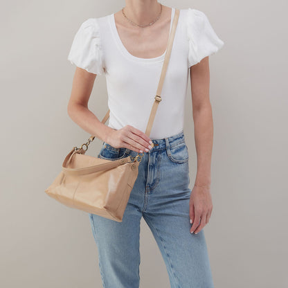 Avon Shoulder Bag In Polished Leather - Sand | HOBO Exclusive