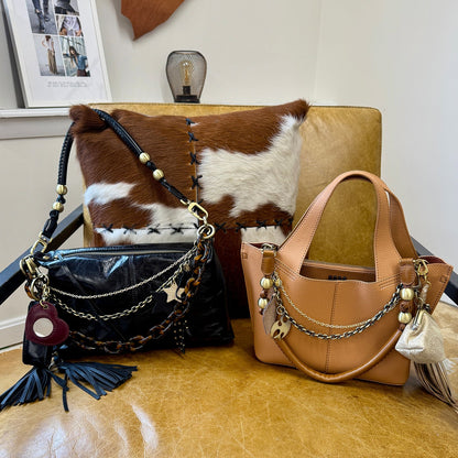 Tamborine Strap in Polished Leather - Black | HOBO Smart Buy