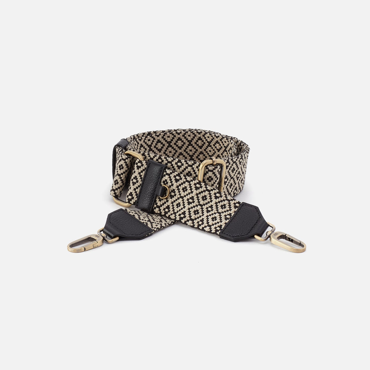 Webbing Strap In Webbing Fabric With Pebbled Leather Trim - Black | HOBO Sale
