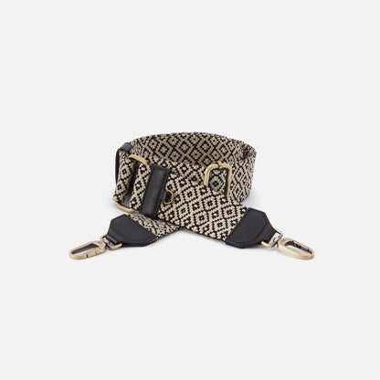 Webbing Strap In Webbing Fabric With Pebbled Leather Trim - Black | HOBO Sale