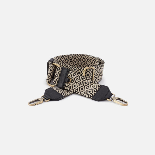Webbing Strap In Webbing Fabric With Pebbled Leather Trim - Black | HOBO Sale