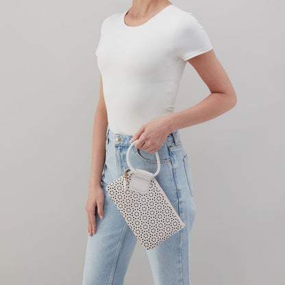 Sable Wristlet In Perforated Leather - Ecru Daisy Perf | HOBO Classic