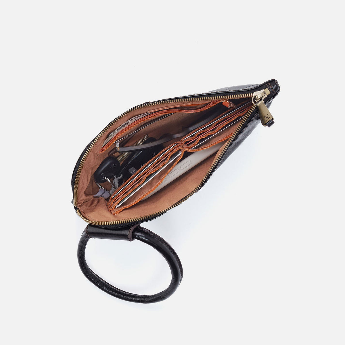 Sable Wristlet In Perforated Leather - Ecru Daisy Perf | HOBO Classic