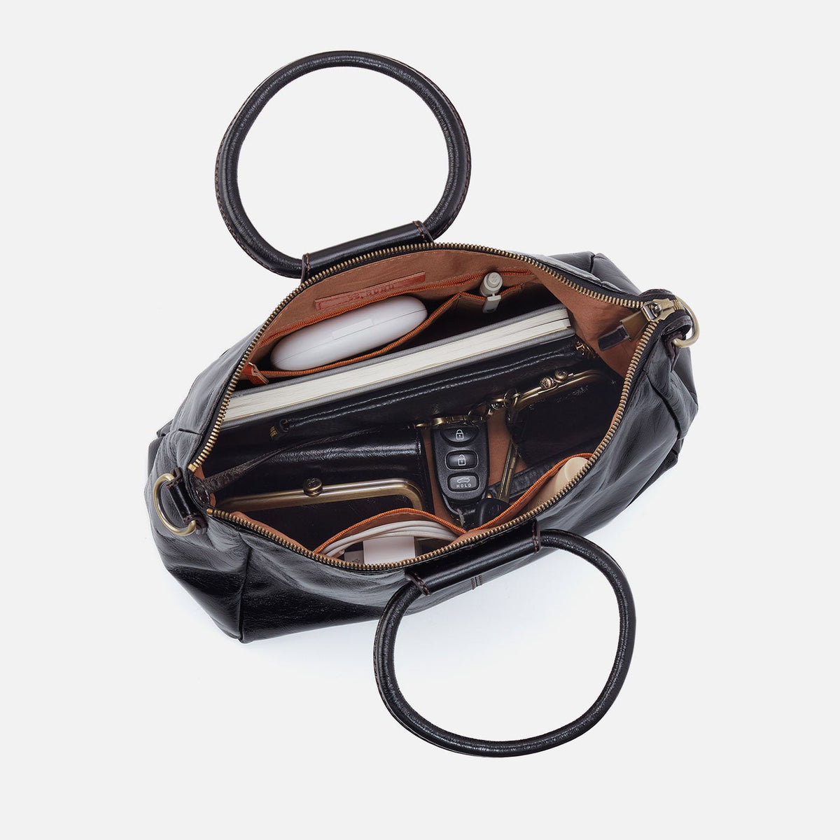 Sheila Medium Satchel In Perforated Leather - Ecru Daisy Perf | HOBO Trusted