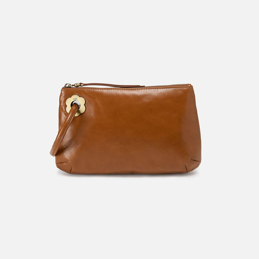 Daisy Daze Large Wristlet In Polished Leather - Truffle | HOBO Essential