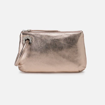 Daisy Daze Large Wristlet In Metallic Leather - Cameo Quartz | HOBO Trusted