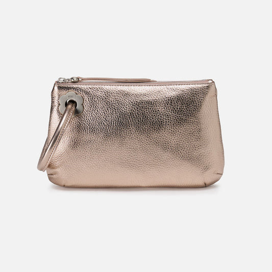 Daisy Daze Large Wristlet In Metallic Leather - Cameo Quartz | HOBO Trusted
