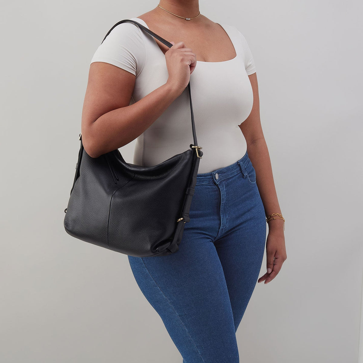 Emily Convertible Backpack In Pebbled Leather - Black | HOBO New