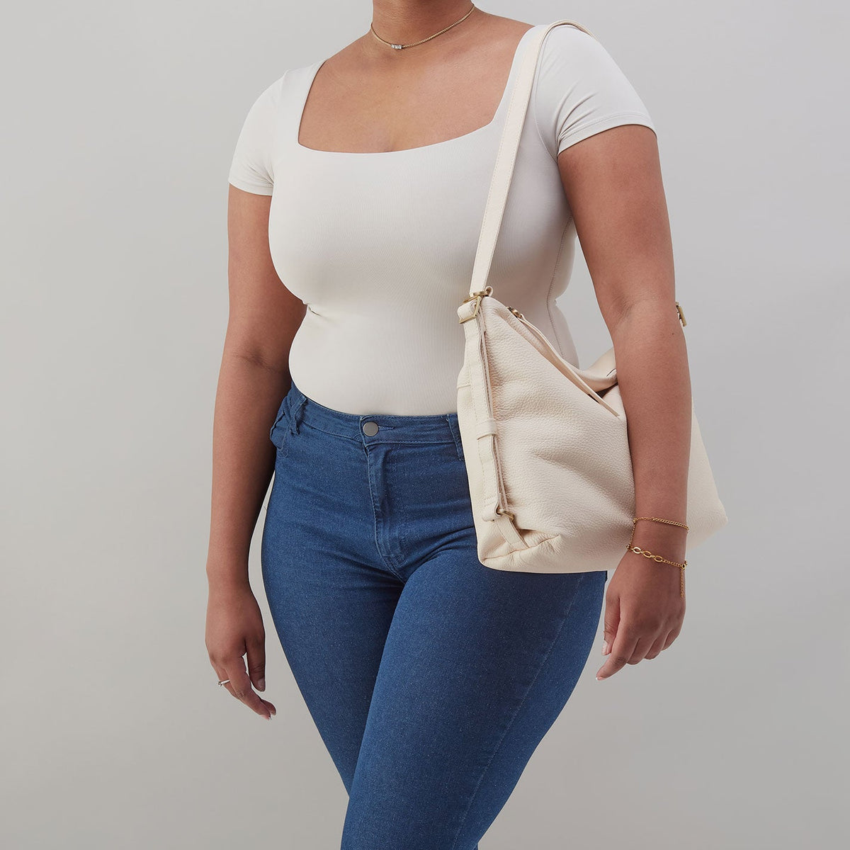 Emily Convertible Backpack In Pebbled Leather - Cream | HOBO New